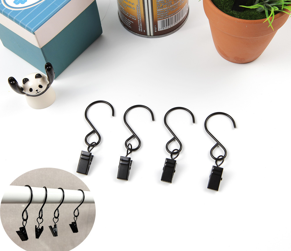 S고리 커튼 압축봉 소품 고리 걸이 집게 대1P
