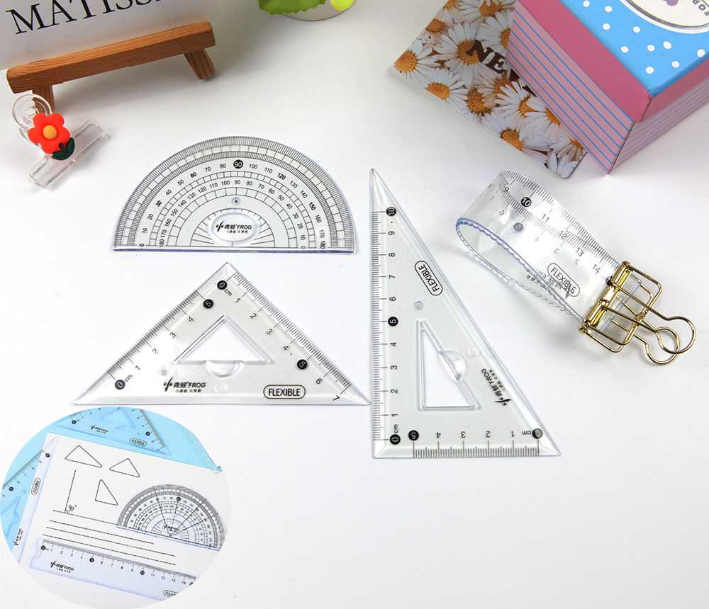 휘어지고 부러지지 않는 삼각자 각도기 세트15cm 1P