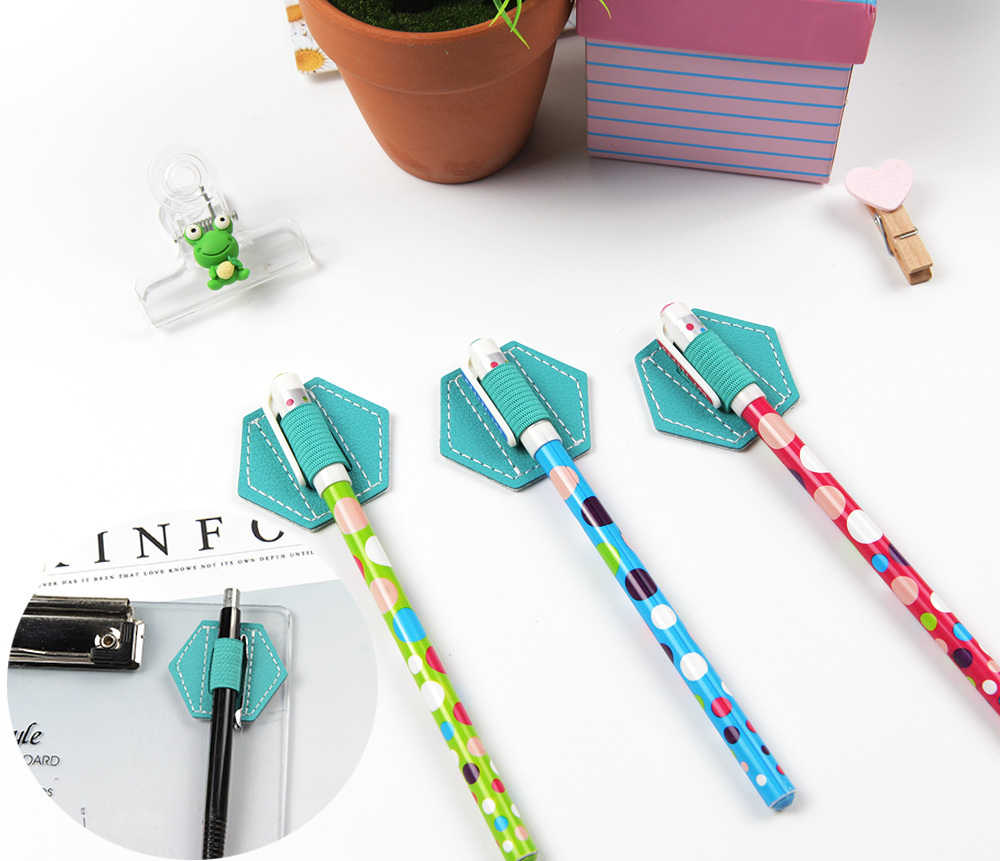 육각 부착형 필기도구 볼펜 노트 꽂이 홀더 민트 1P