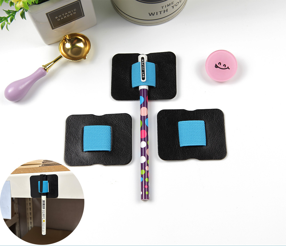 부착식 사각 필기도구 펜 꽂이 고정 홀더 블루 1P