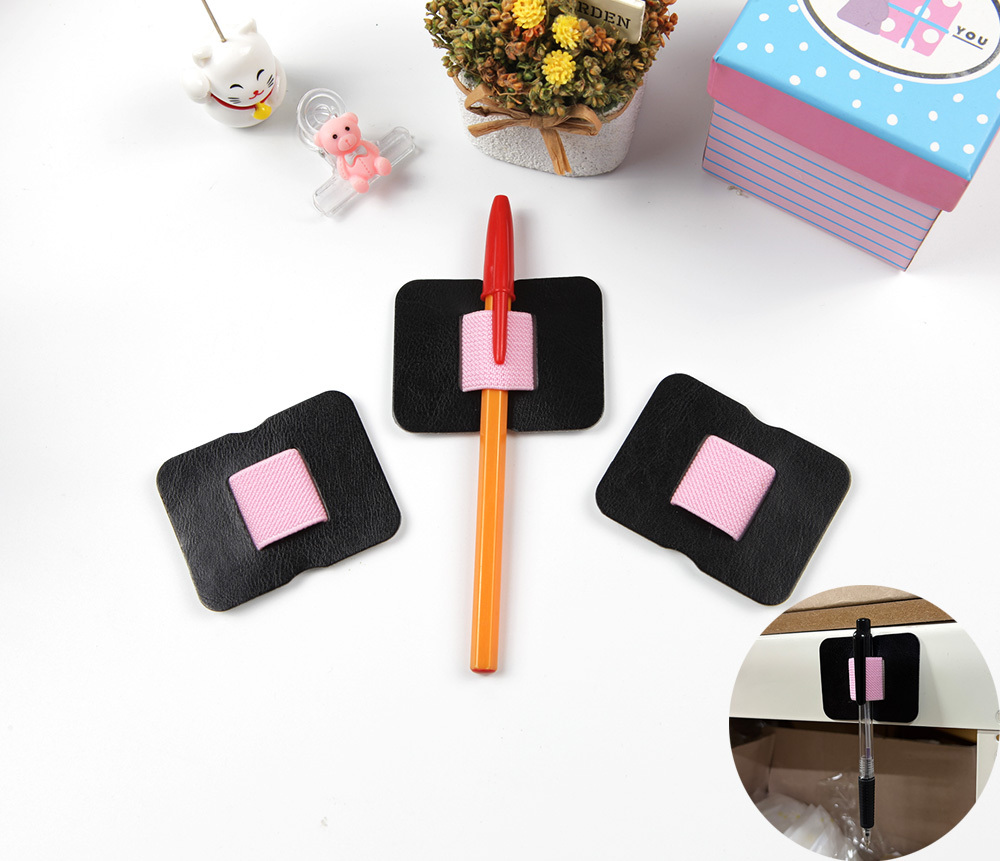 사각 부착식 노트 다이어리 책 펜 꽂이 홀더 핑크 1P