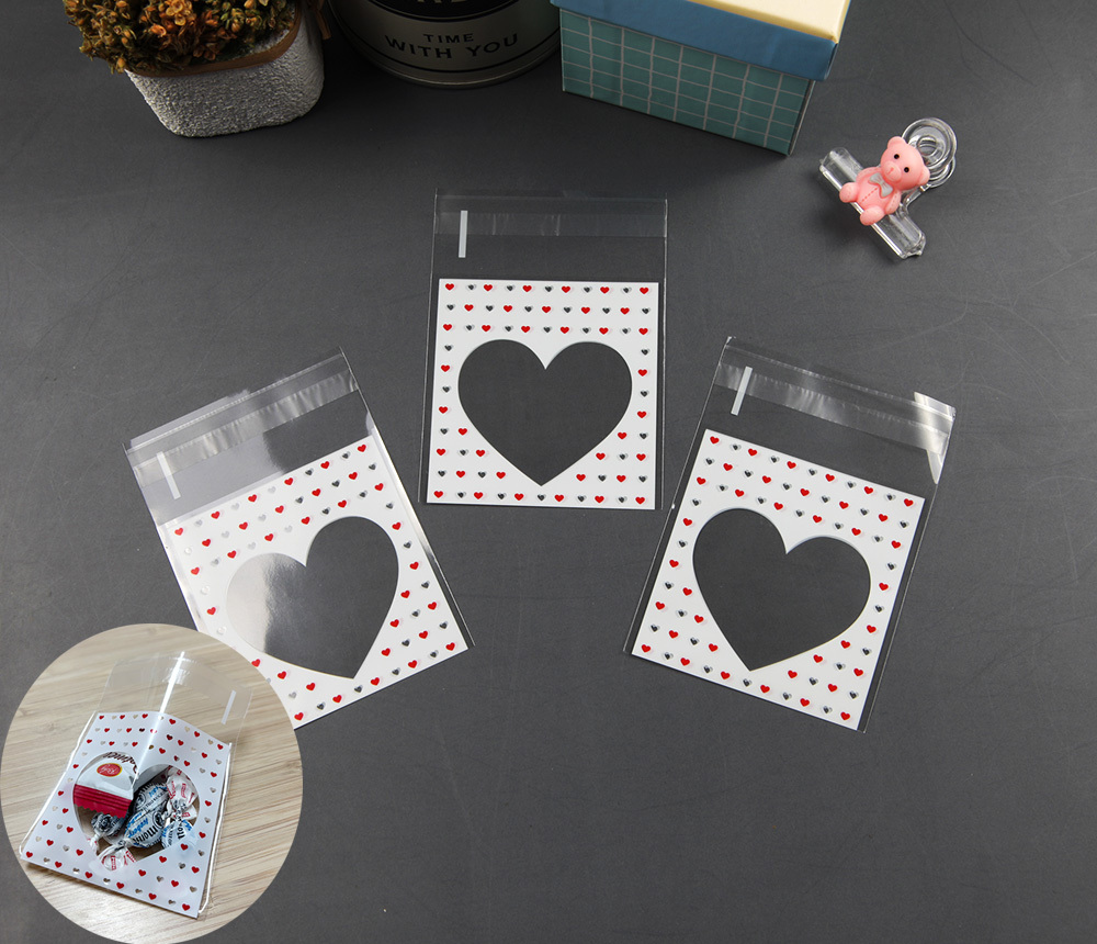 미니 하트 모양 초콜렛 사탕 포장 OPP비닐 100P