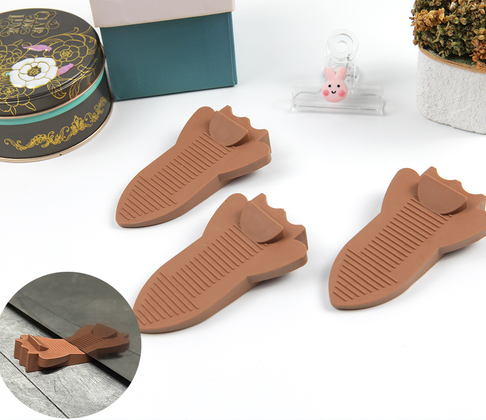 로켓모양 도어 안전 닫힘 방지 스토퍼 갈색 1P