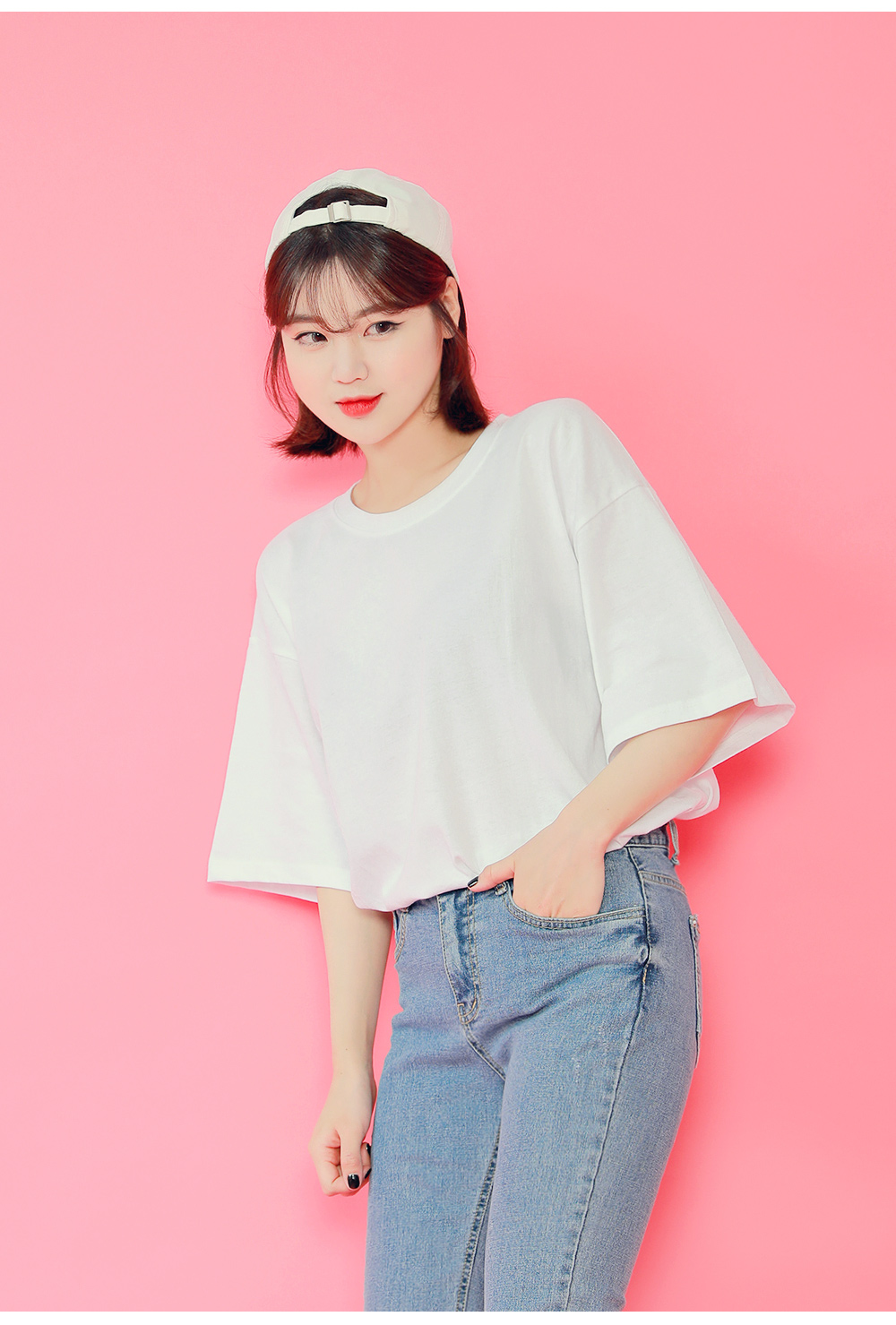 less后印字圆领落肩短袖t恤