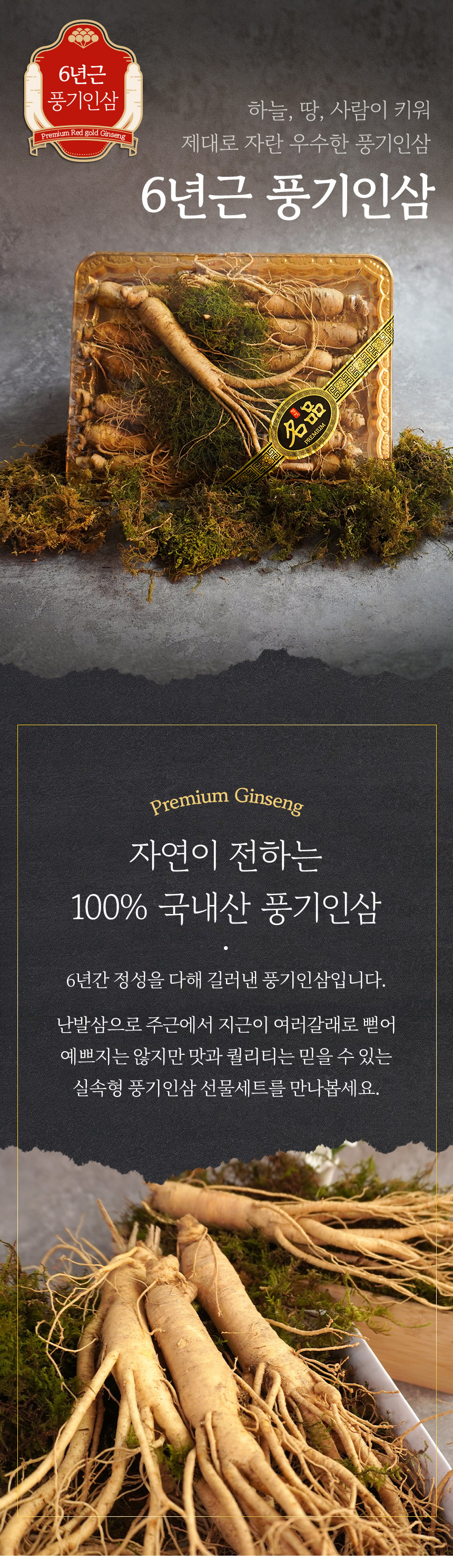[더조은] 세척 풍기인삼 6년근 수삼 (콩난) 500g 선물세트상품상세_동원몰