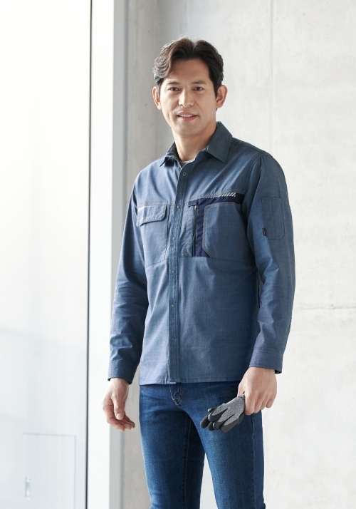 ZB-Y1841 (블루)지벤 작업복 셔츠(면58)