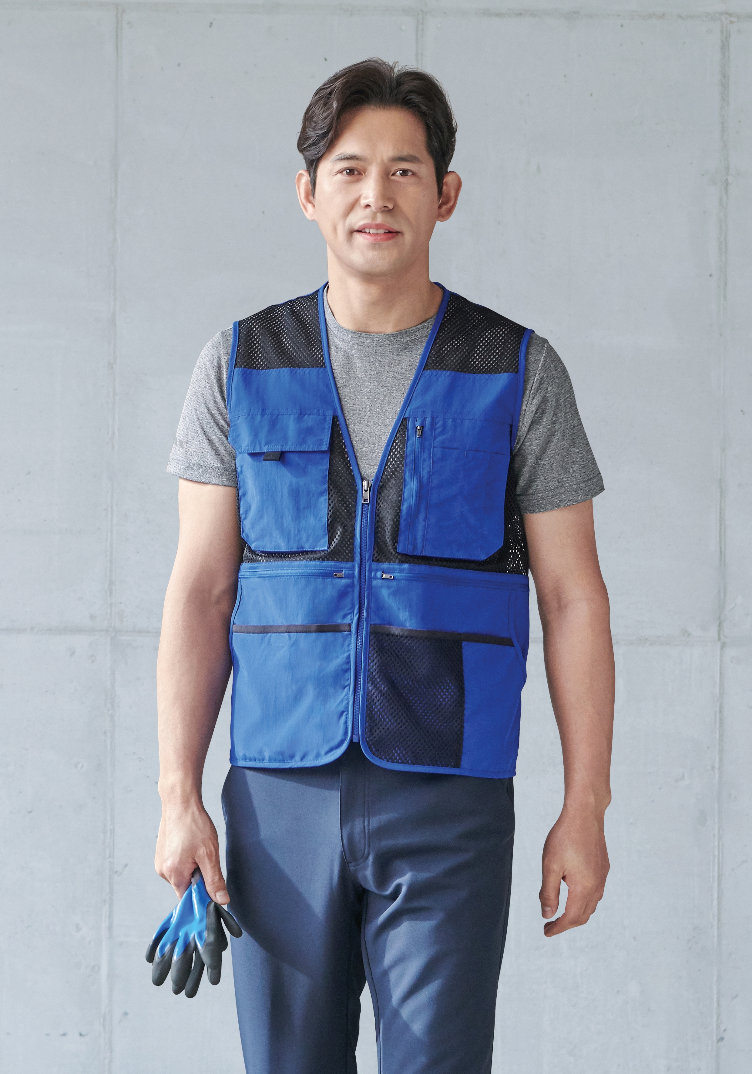 ZB-V2028 (블루)지벤 망사 작업복 조끼