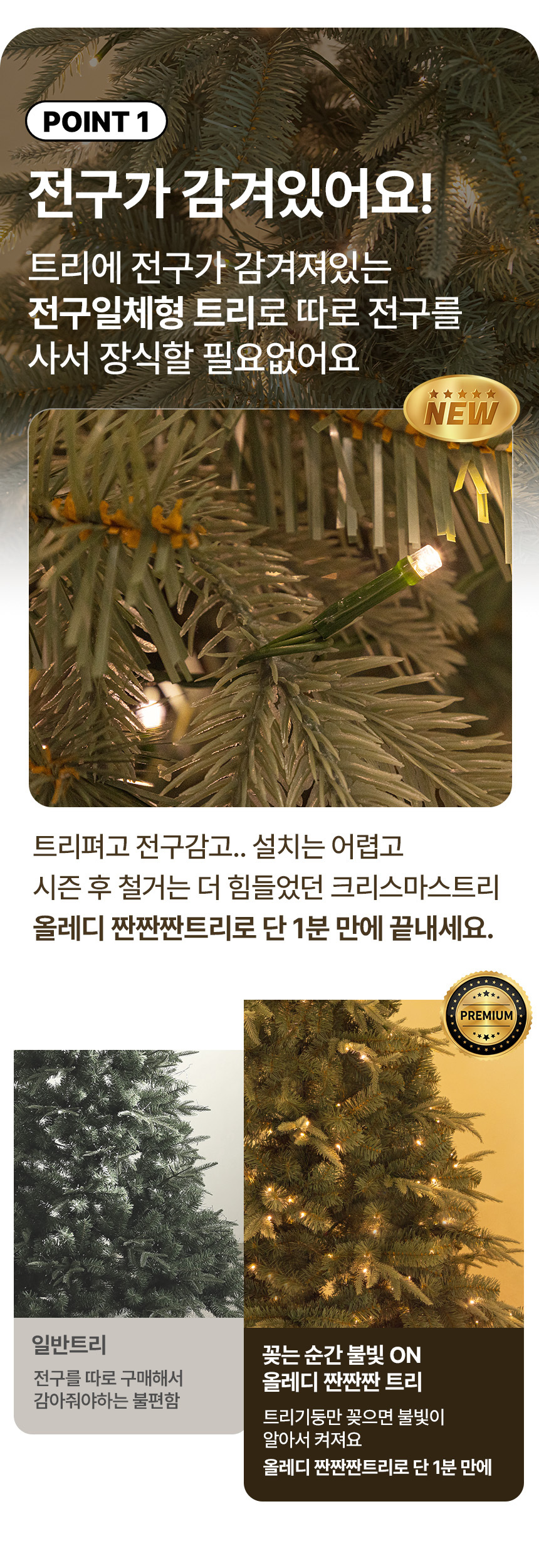 크리스마스트리 무장식 전구일체형 전나무 올레디 짠짠짠트리 상세 이미지 7
