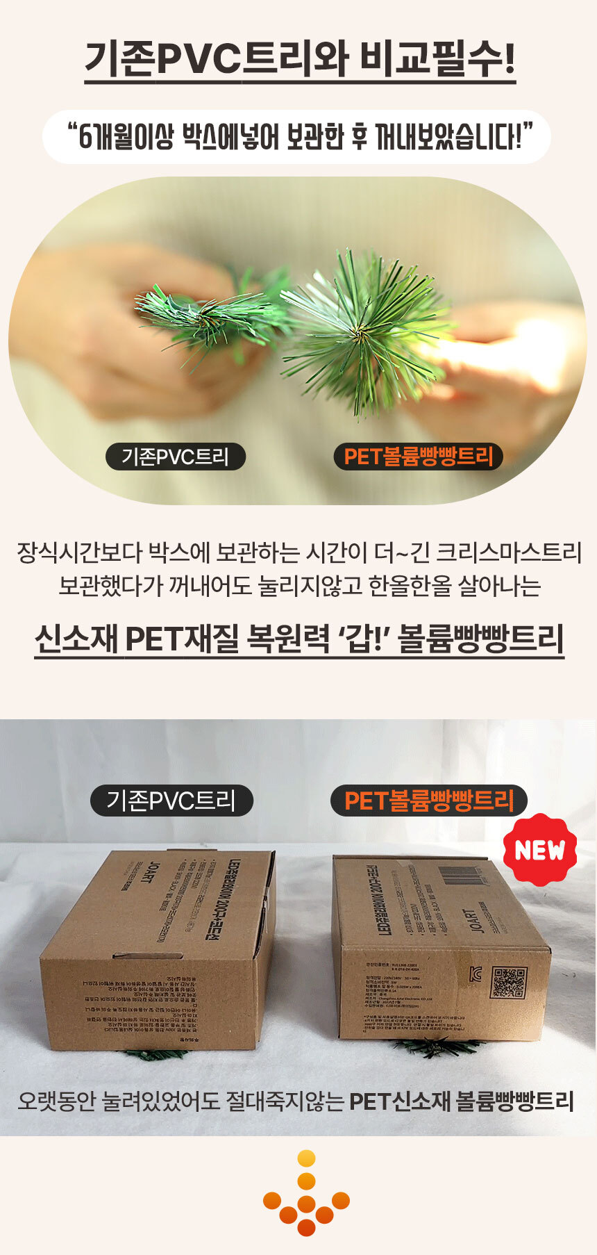 크리스마스트리 무장식 전구 일체형 킥글로우 볼륨빵빵 트리 150cm 상세 이미지 18