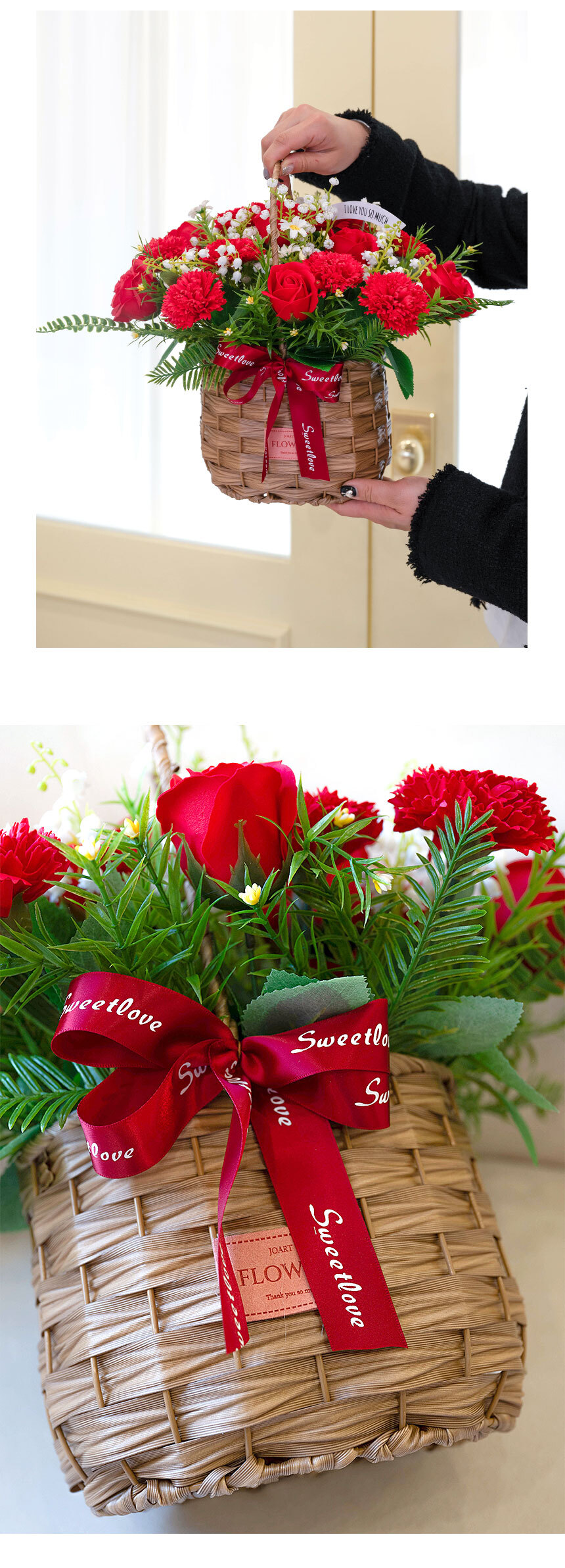 기념일 어버이날 선물 비누 꽃 장미 블루밍 카네이션 바구니 상세 이미지 10