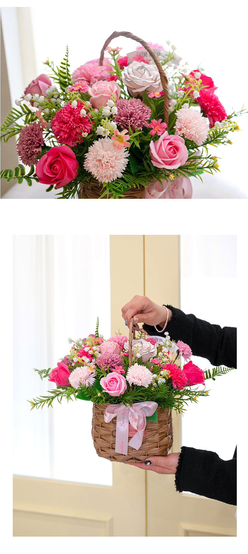 기념일 어버이날 선물 비누 꽃 장미 블루밍 카네이션 바구니 상세 이미지 15