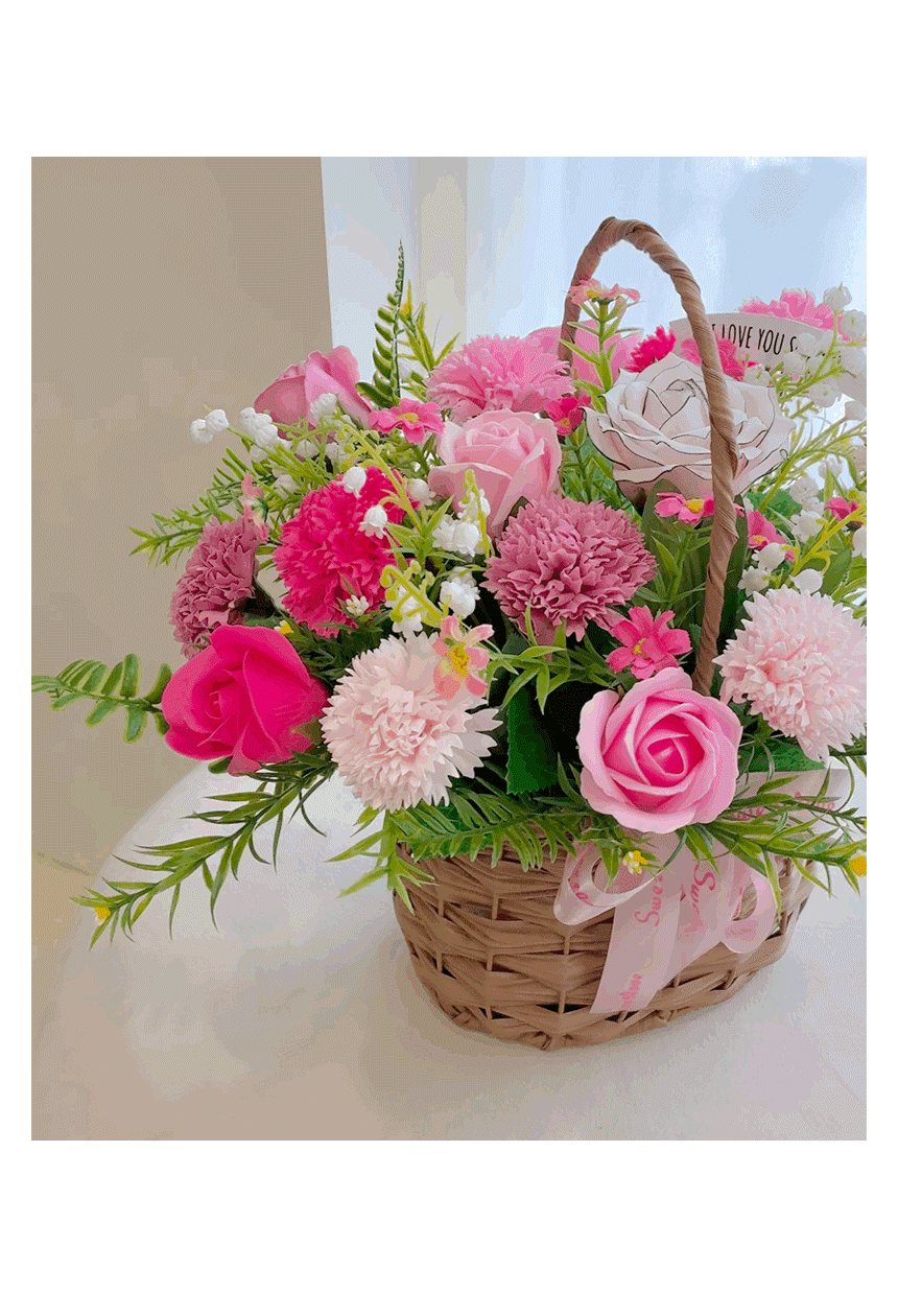 기념일 어버이날 선물 비누 꽃 장미 블루밍 카네이션 바구니 상세 이미지 13
