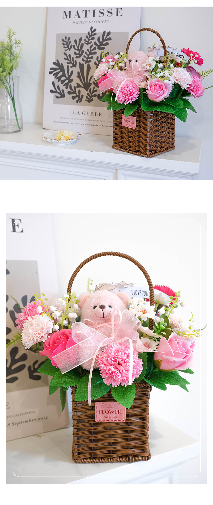 기념일 어버이날 선물 비누 꽃 장미 도로시베어 카네이션 바구니 상세 이미지 15