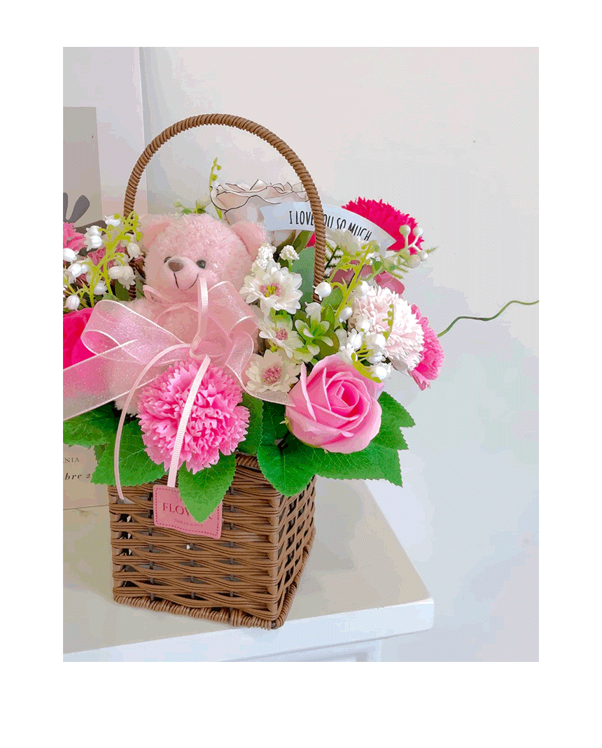 기념일 어버이날 선물 비누 꽃 장미 도로시베어 카네이션 바구니 상세 이미지 13