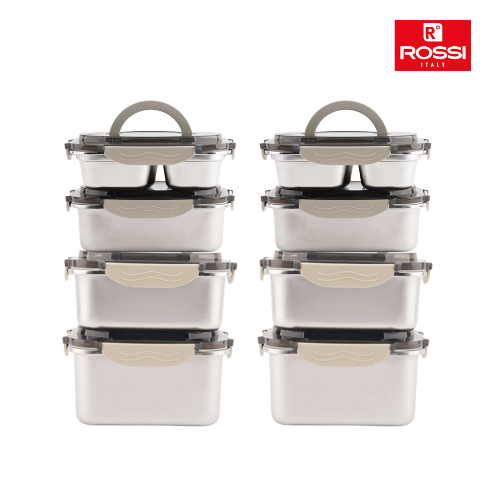이태리 로시 렌지스텐 밀폐용기8종1100*2+1700*2+2100*2+4000ml*2(무연마)