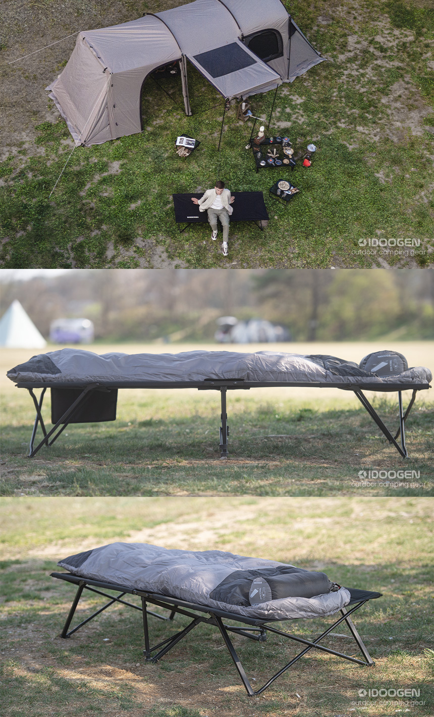 IDOOGEN hard coat camping outdoor field bed M [Black] 아이두젠코리아