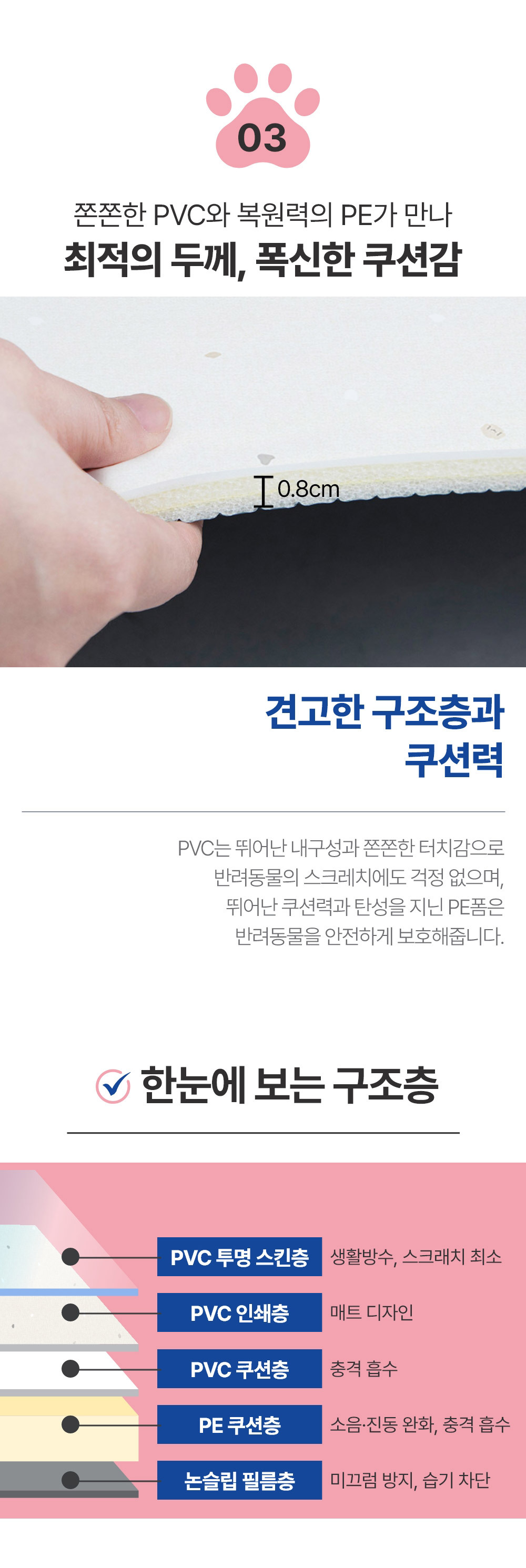 파크론 펫 롤매트 미끄럼방지 강아지 애견 놀이 매트 PVC 8T 100x140cm 상세 이미지 5