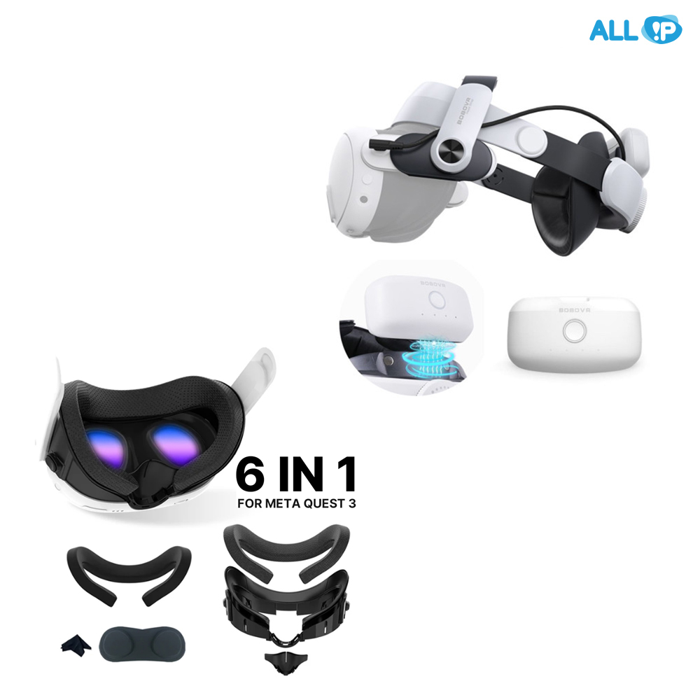 메타 퀘스트3 배터리 스트랩 및 6in1 가죽 안면폼 악세사리 세트
