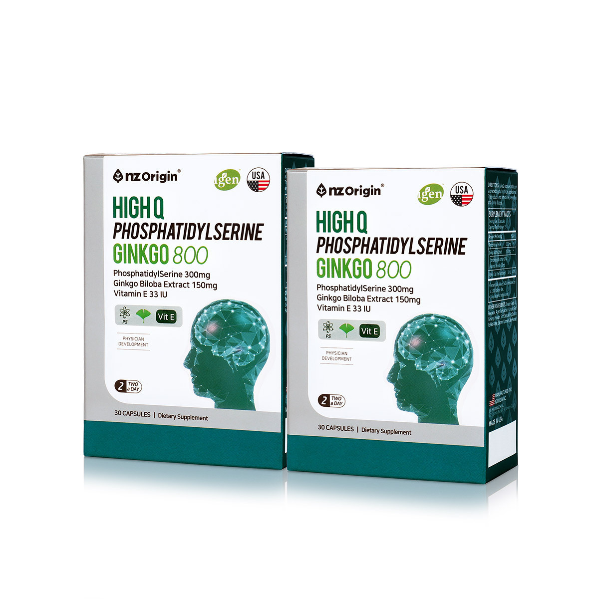 엔젯오리진하이큐포스파티딜세린징코800mg x 30캡슐x2