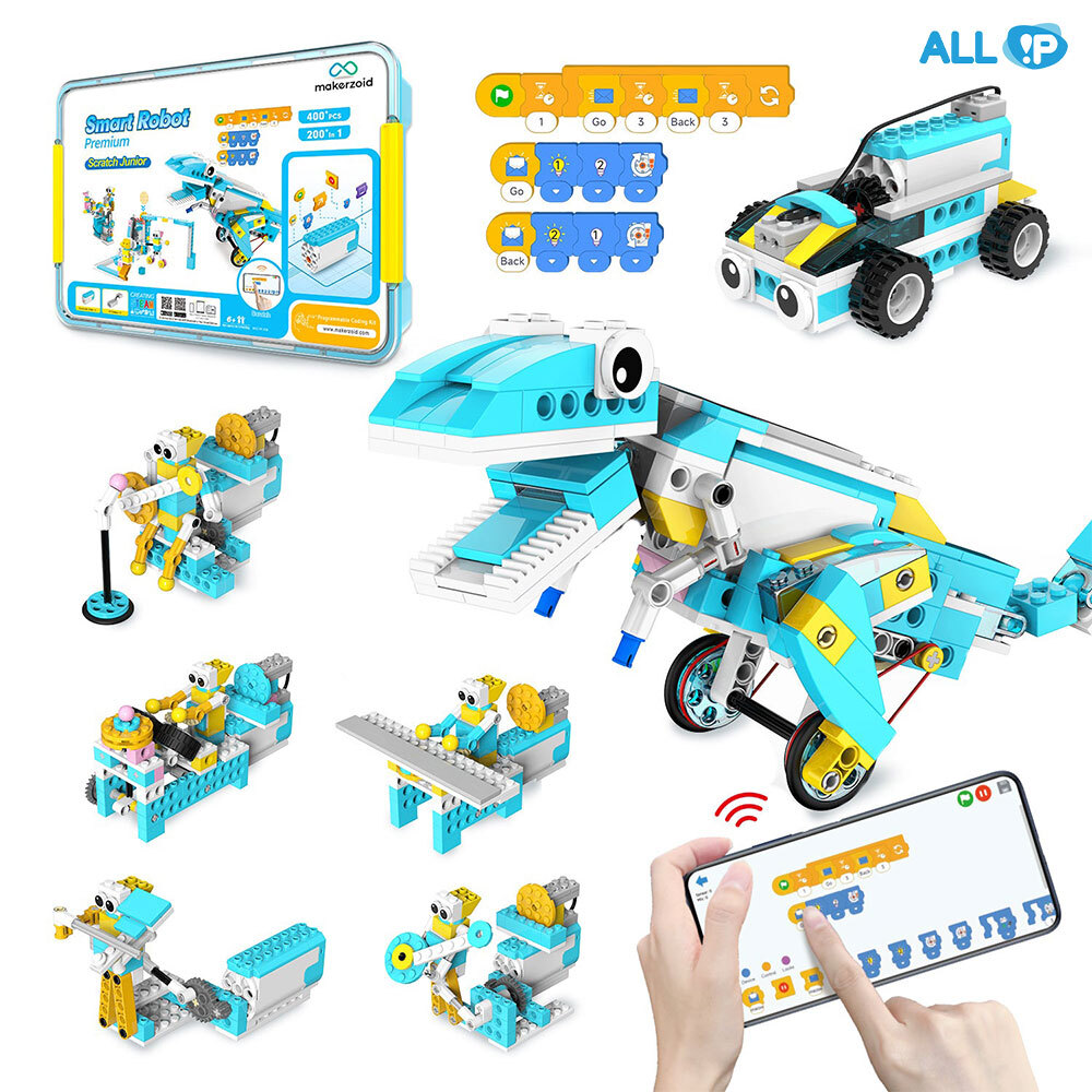 어린이용 코딩 로봇 키트, 200-in-1 원격 제어 로봇 조립 장난감, 36개의 무료 비디오 강좌가 포함된 스크래치 주니어 교육용 코딩 키트