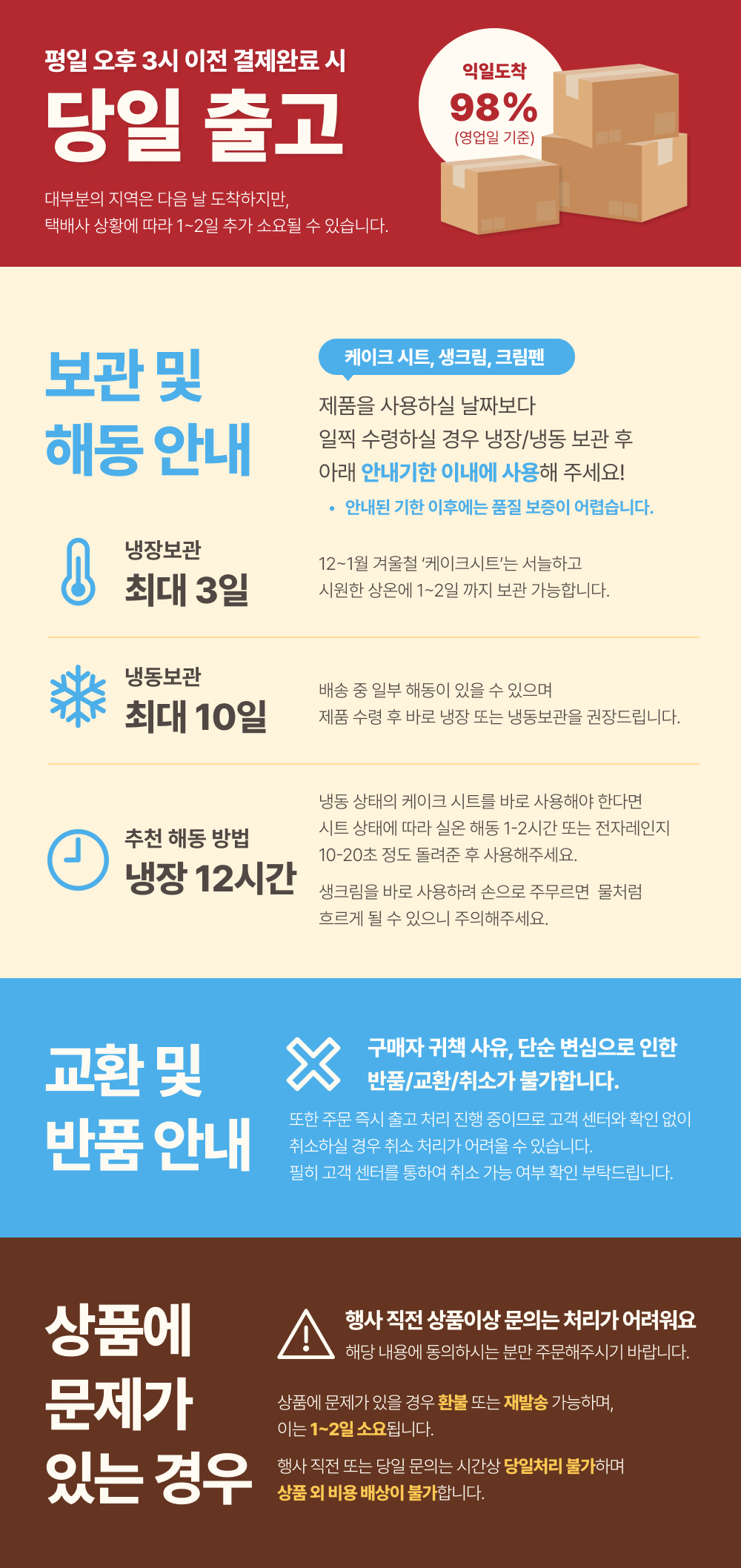 배송, 보관, 반품안내