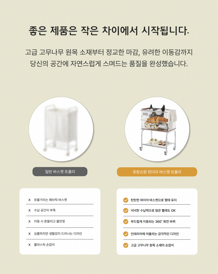 [탄츠] 2단 트롤리 빨래바구니 다용도 이동식 카트