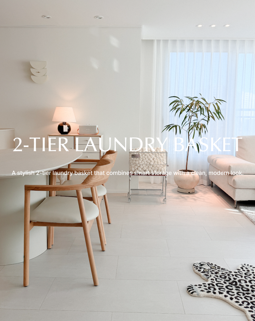 [탄츠] 2단 트롤리 빨래바구니 다용도 이동식 카트