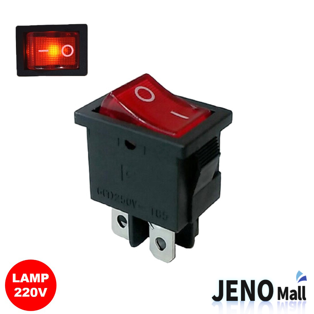2단 4핀 로커 스위치 사각형 220V AC LAMP 빨간색 ON-OFF 19x13mm (HAS0118)