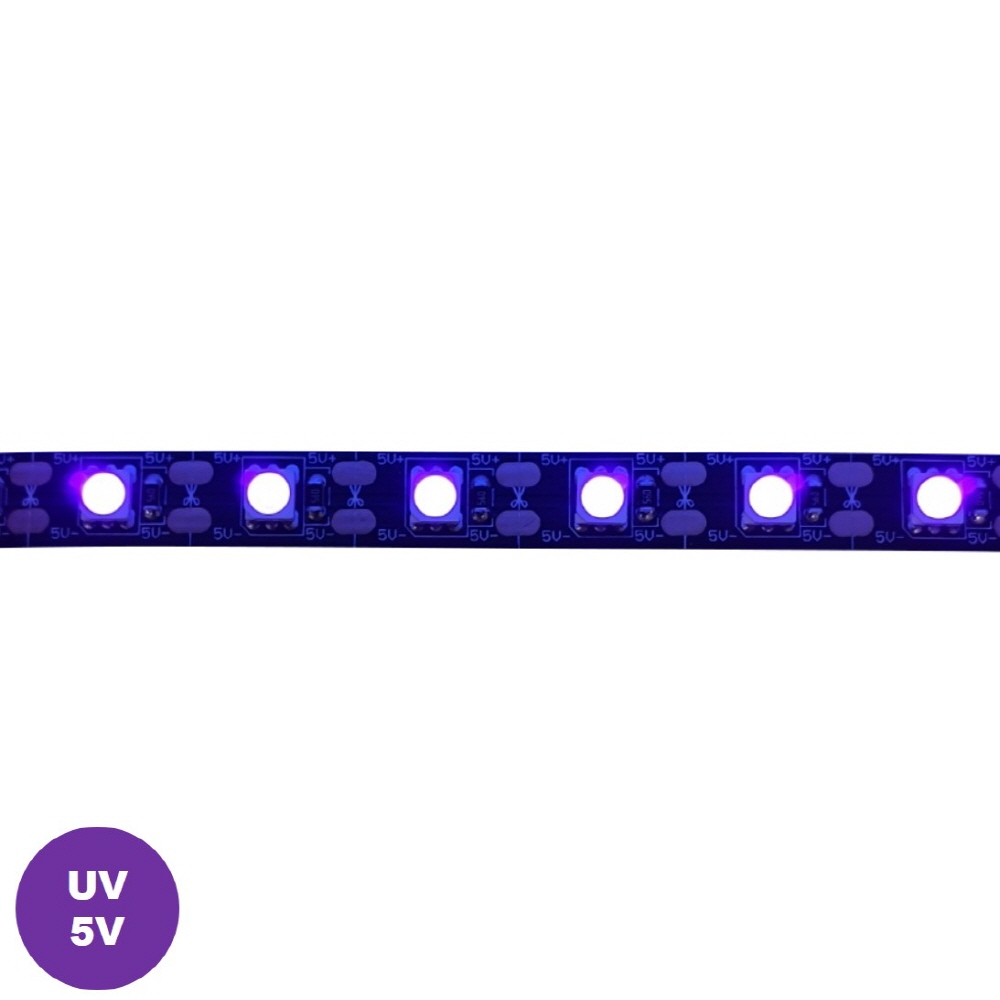 플렉시블 5V 395-405nm UV LED 스트립 바 5050-60 10mm (HDL1809)