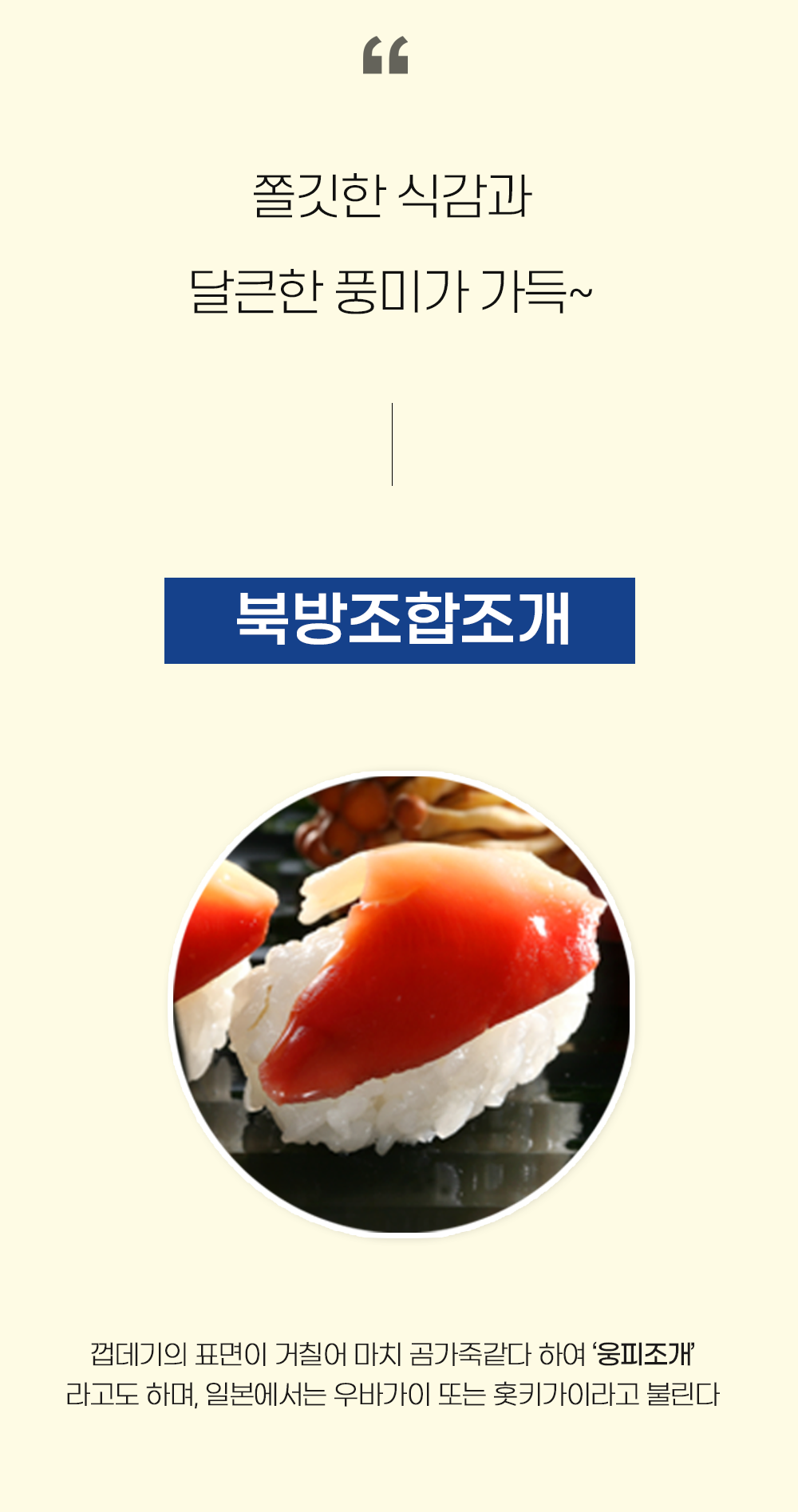 초밥용 북방대합조개 50g 12미 웅피조개 초밥재료 - 최저가 사업자 식자재 | 식봄