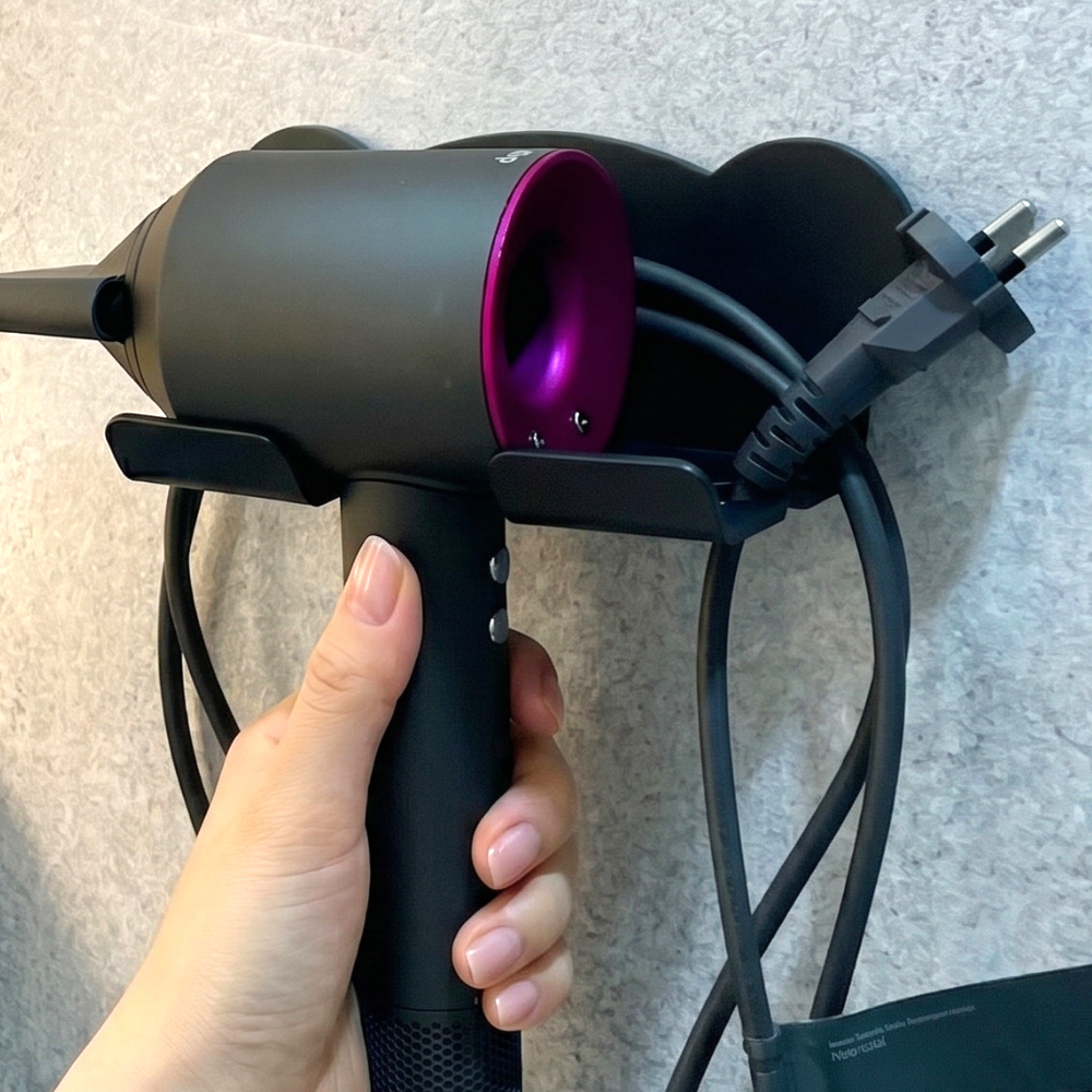 욕실인테리어소품 드라이어거치대 헤어드라이기거치대웰메이드 전자제품거치대 헤어드라이기스탠드 욕실리모델링아이템 헤어드라이기설치대 헤어 드라이기 거치대 욕실 무타공 블랙 헤어드라이기거치대