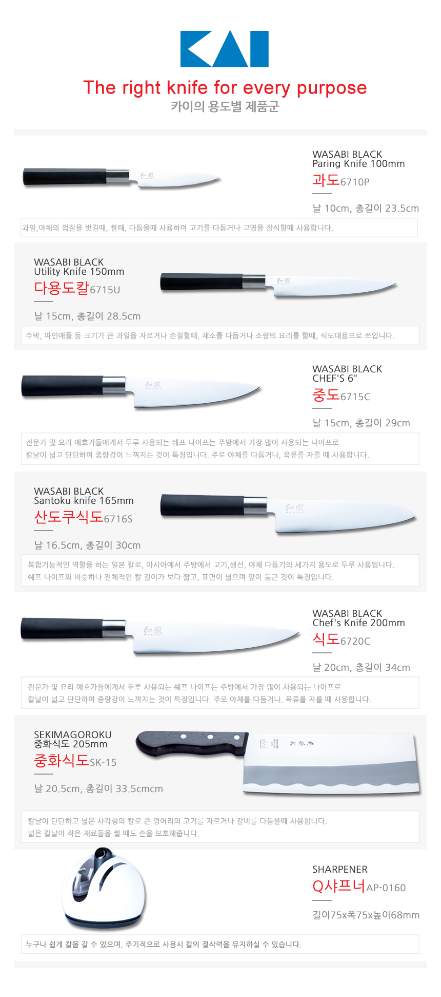 [2종세트]WASABI 페어링나이프(과도)+쉐프나이프(식도) 상세 이미지 8