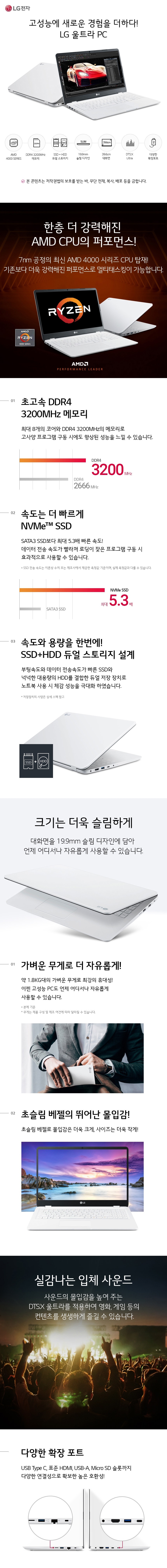 LG울트라 15.6인치 15U40N Ryzen 3 4300U / 16G / 256GB+500G / 사무용 인터넷 영상 추천