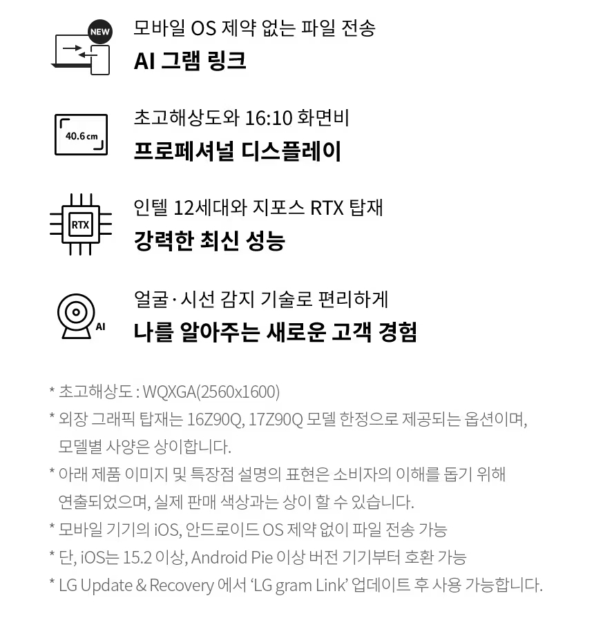 [풀박스] LG그램 16인치 16ZD90Q / i5-1240P / RTX 2050 / 16G / 512GB / 사무용+영상 편집용 추천