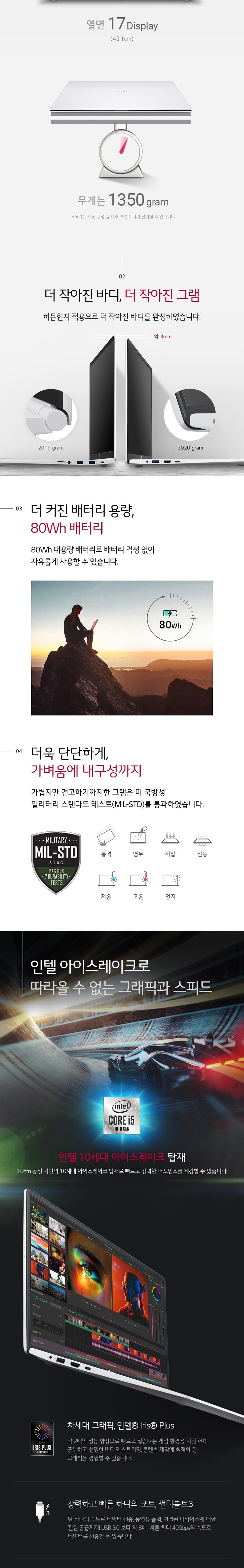 LG그램 17인치 17Z90N / i5-1035G7 / 16G / 512G / 大화면 업무용 추천