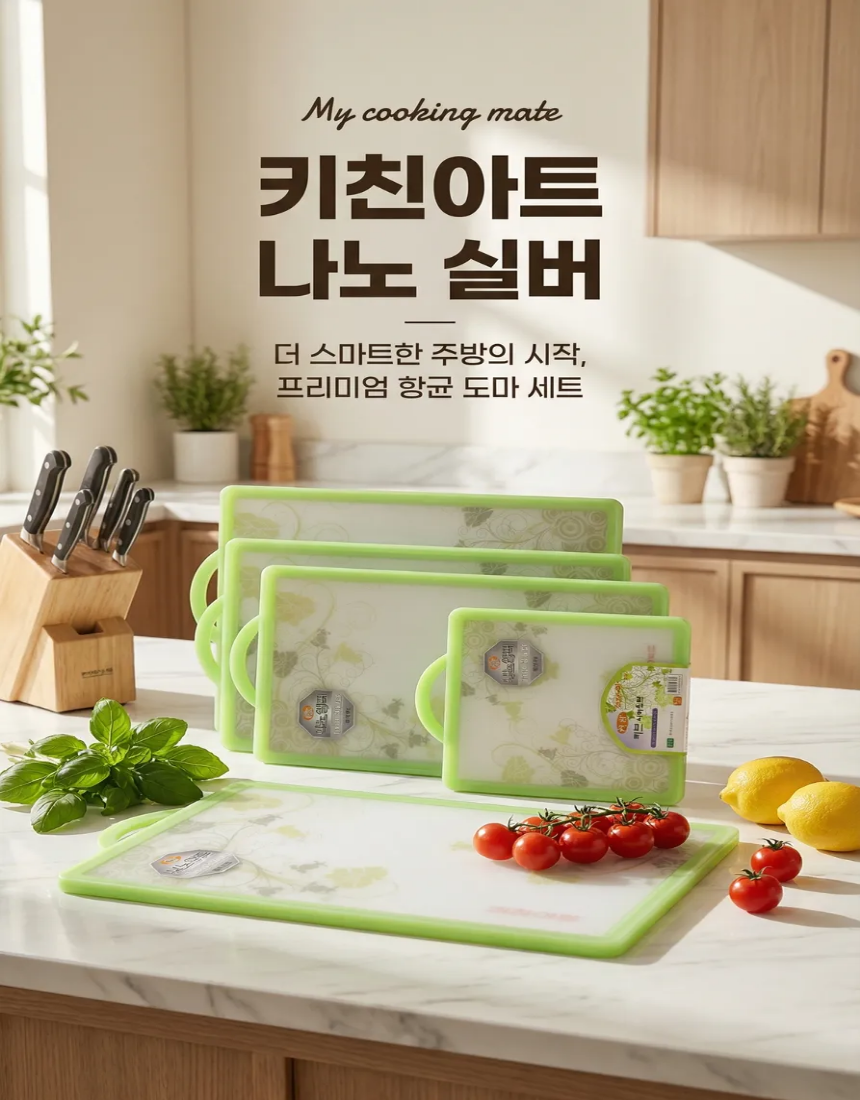 키친아트 허브나노도마 중 국산 향균 위생 도마 양면 주방 도마 향균 도마 이유식 이미지 2