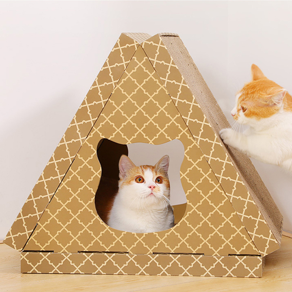 고양이 스크래쳐 삼각형 양면 숨숨집 터널 캣 하우스 스크래처 MK-238 