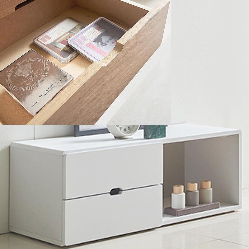 국산 2단서랍 오픈거실장 다용도 정리수납장 80x32x31cm