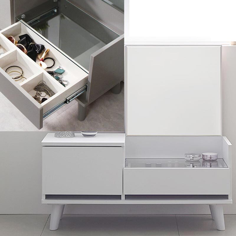 국산 좌식 거울 화장대 서랍형 낮은 수납장 협탁 83x30x83cm