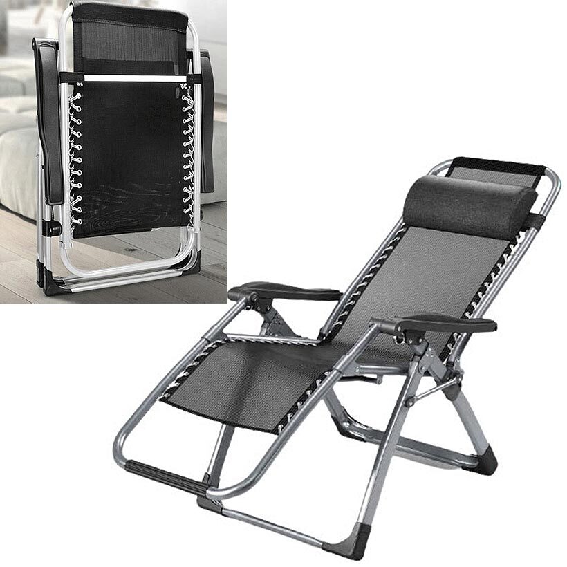 스틸프레임 1인용 접이식 리클라이너 안락의자 사무실 낚시 캠핑체어 등받이 폴딩 블랙