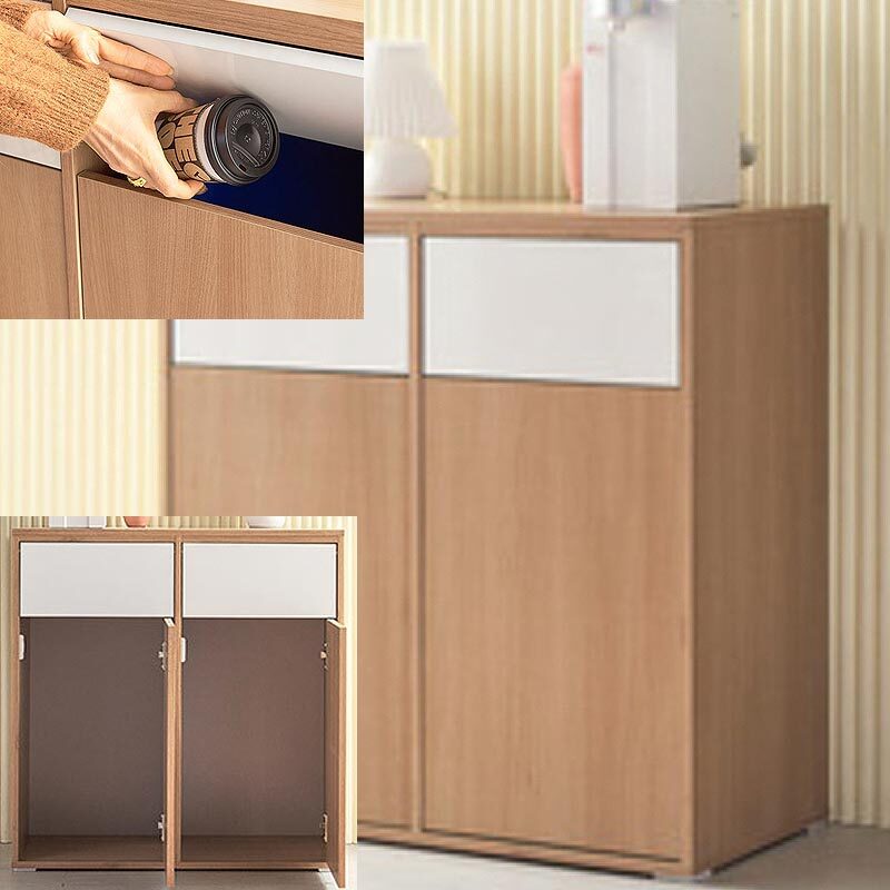 국산 2칸 분리수거함 휴지통 플랩도어 수납장 렌지대 다이 78x40x80cm