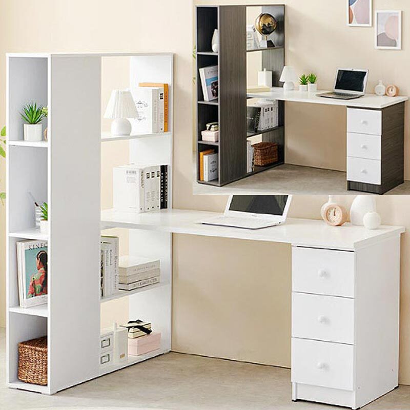 국산 H형 1인용 학생 컴퓨터책상 4단책장 서랍 세트 150x90x150cm