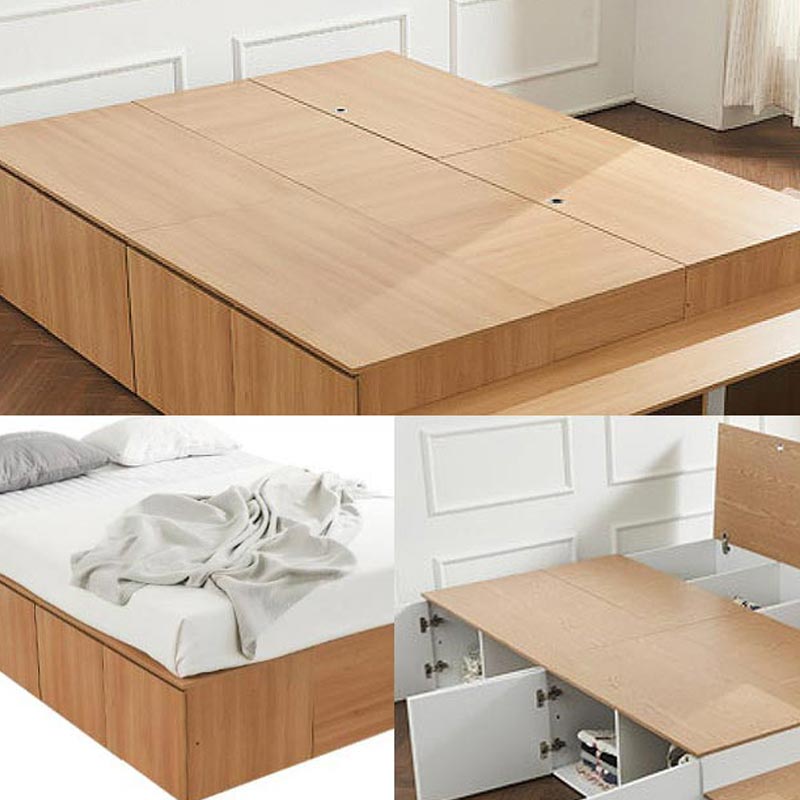 국산 평상형 퀸사이즈 침대 도어식 수납프레임 150x200x45cm