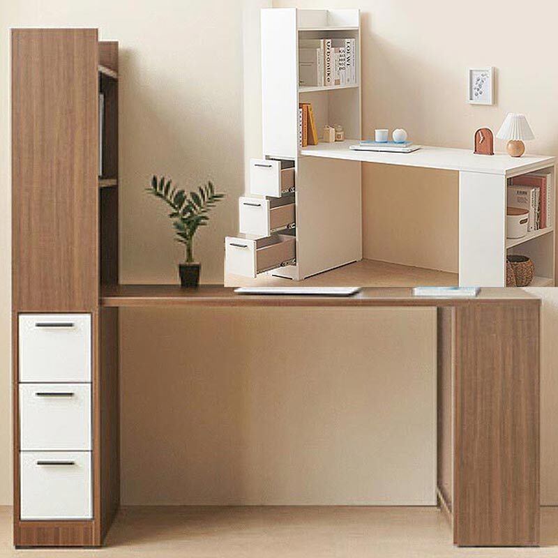 국산 책장형 서랍책상 1인용 컴퓨터책상 수납형 선반 테이블 153x60x150cm