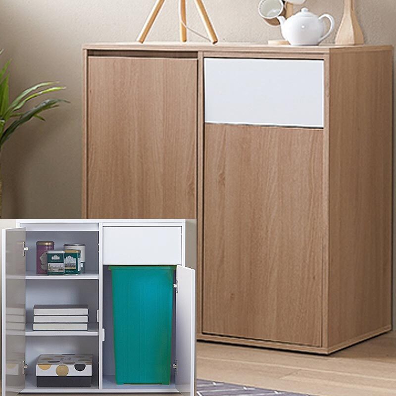 국산 2칸 선반 수납장 분리수거함 대용량 휴지통 렌지대 플랩도어 78x39x80cm