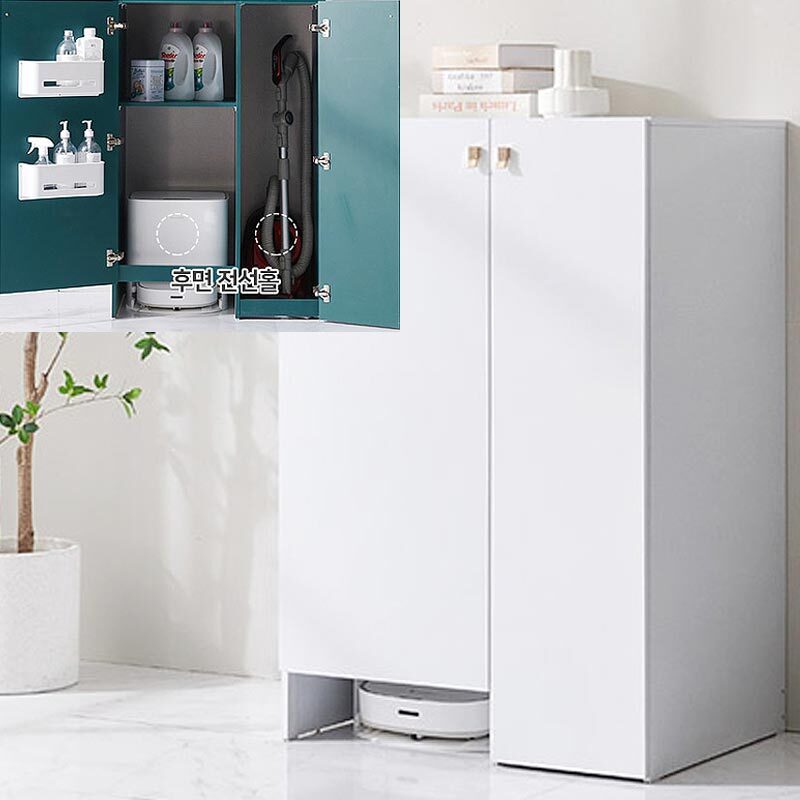 국산 양문 도어형 청소기 수납장 보관함 다용도 선반 인테리어 80x60x120cm