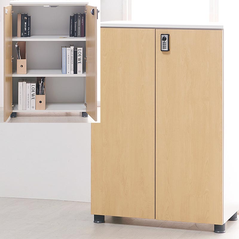 국산 잠금형 양문 도어 거실 수납장 3단 책장 키친장 80x41x117cm