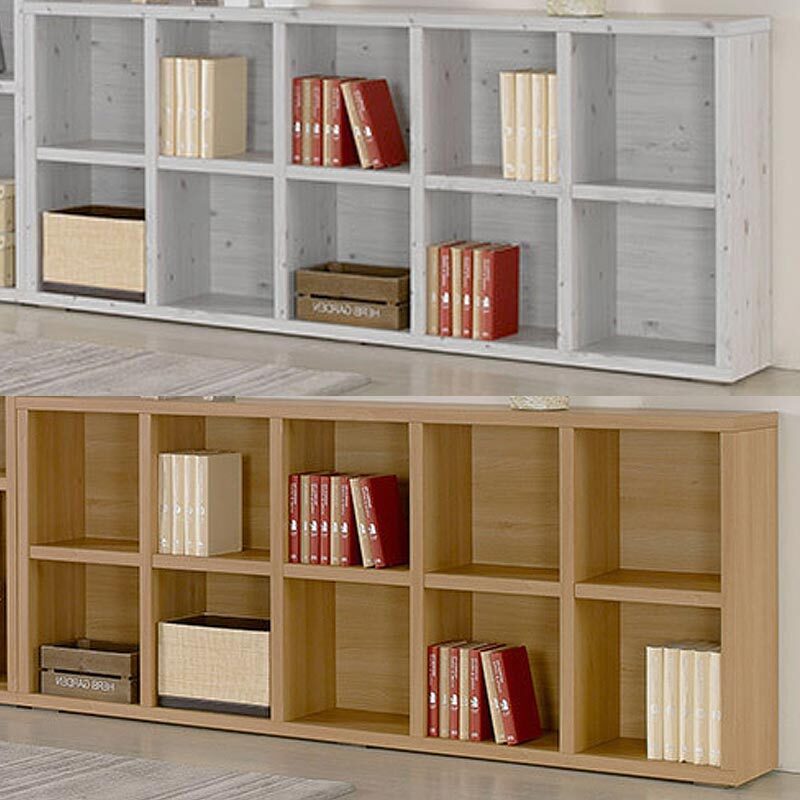 국산 2단 10칸 오픈 수납장 책꽂이 사무실 거실 낮은 책장 200x29x85cm