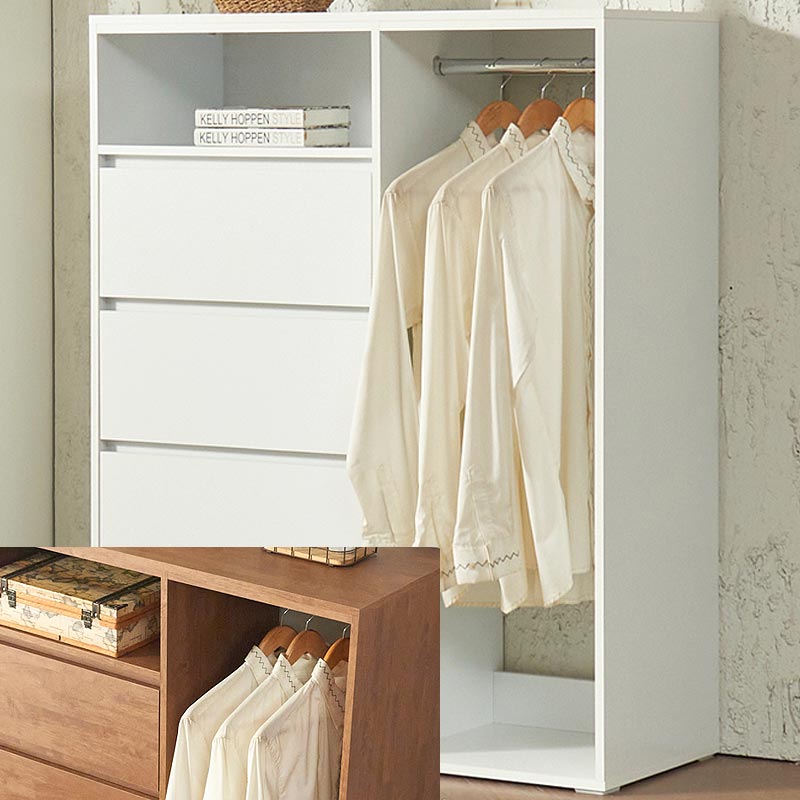 국산 옷봉형 4단서랍 수납옷장 원룸 싱글 드레스룸 100x40x123cm