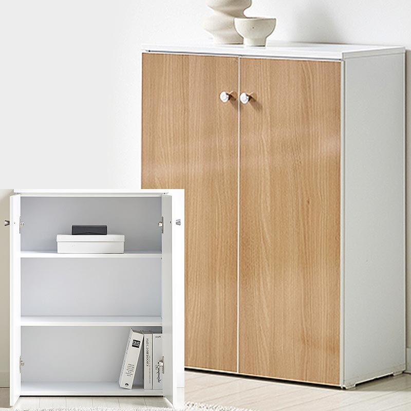 국산 도어형 양문 3단수납장 거실 현관 주방 다용도 선반장 60x30x80cm